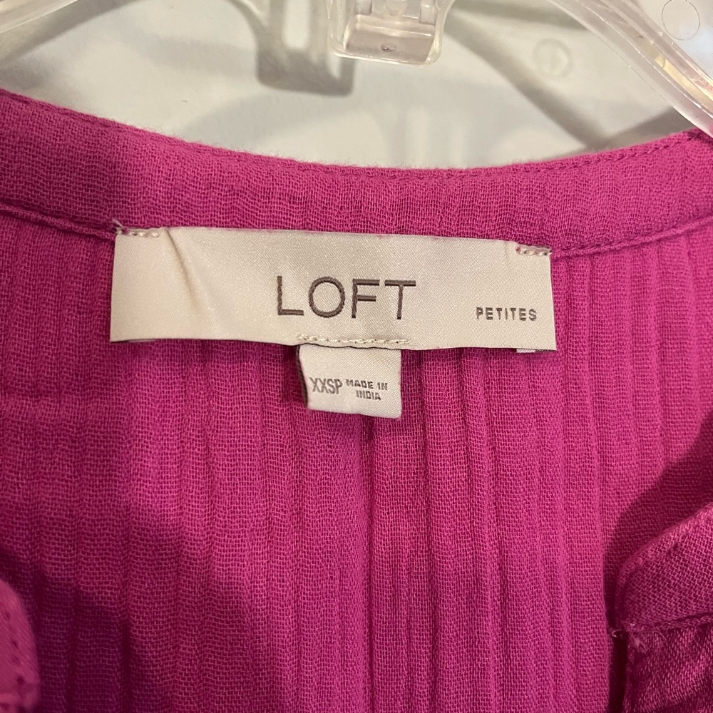 LOFT Bright Fuchsia Tiered Midi Dress - Picture 5 of 7